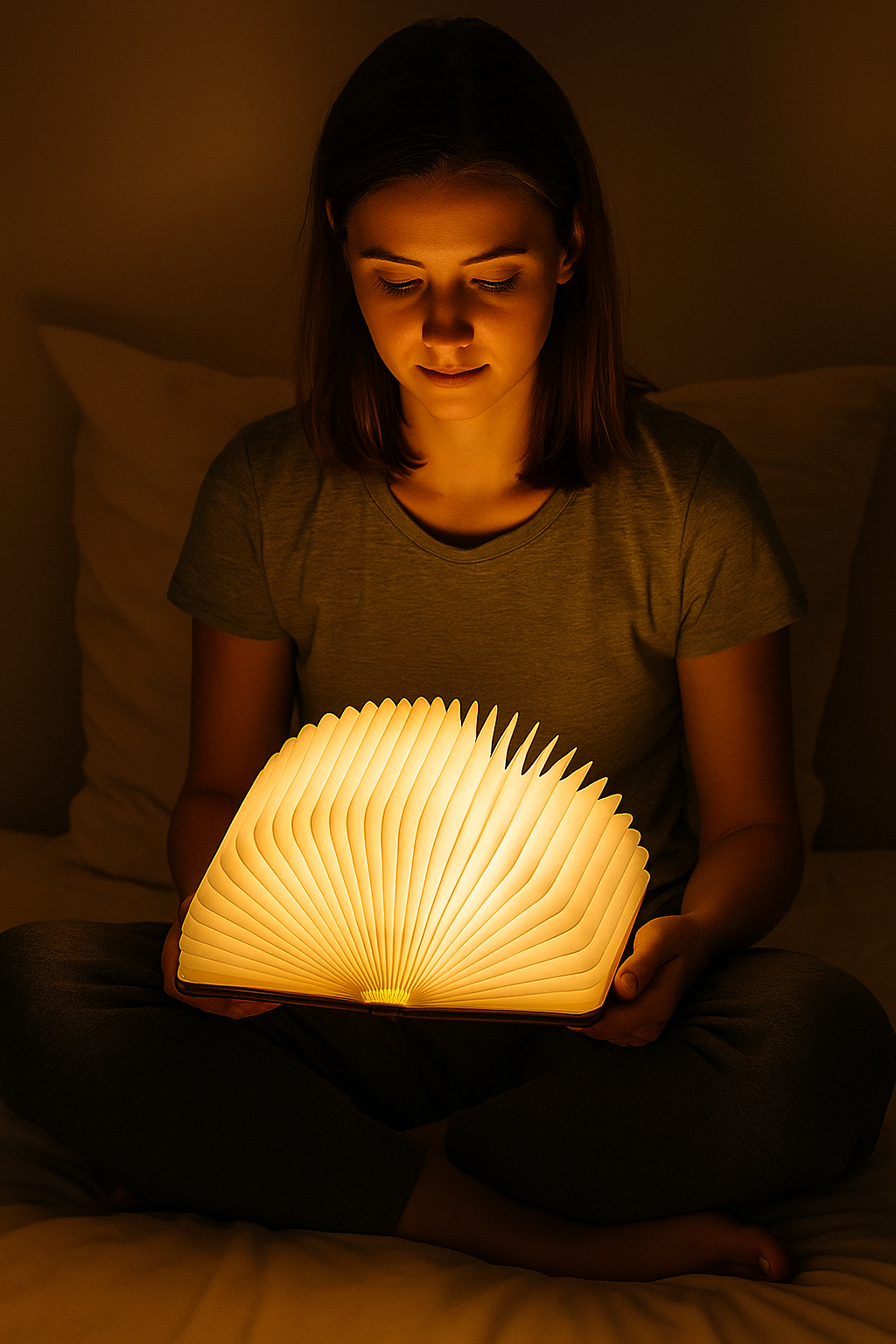 Lampara Libro Plegable de Madera