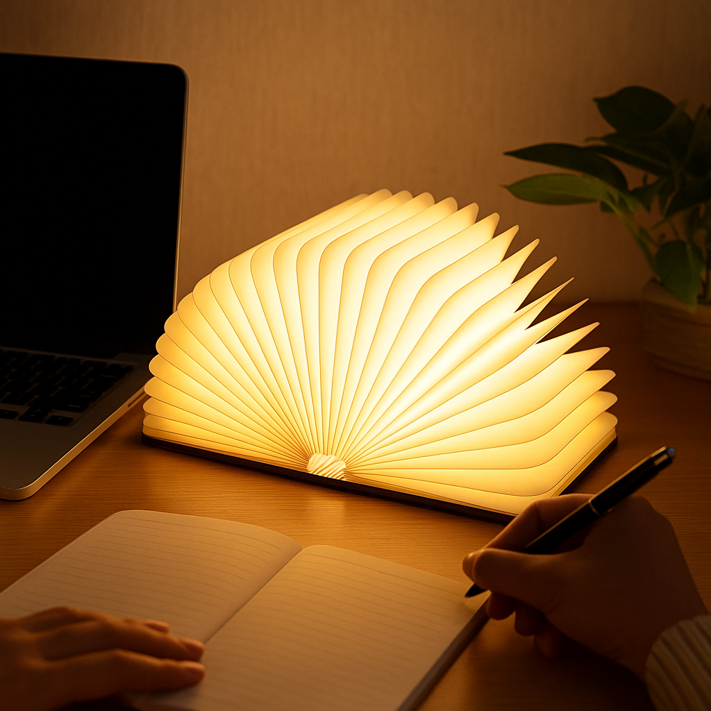 Lampara Libro Plegable de Madera