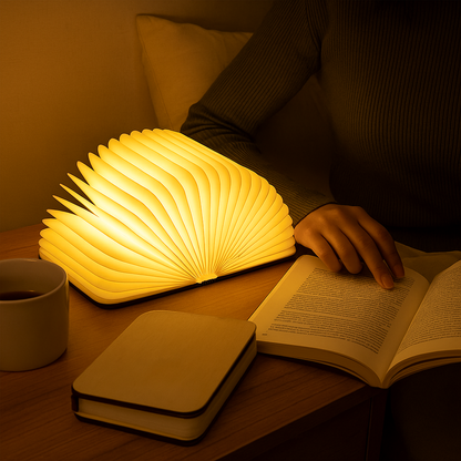 Lampara Libro Plegable de Madera