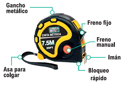 Cinta métrica 7.5m