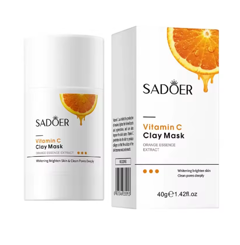 SADOER Mascarilla Facial de Arcilla con Vitamina C – Detox Iluminador para una Piel Radiante